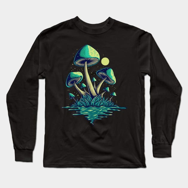 Mushrooms Long Sleeve T-Shirt by JKFDesigns